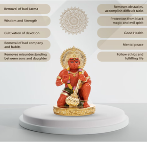 Gold Plated Handmade Wedding Sinduri Hanuman Murti Hindu <b>Religious</b> <b>Statue</b> Home Office & Temple Decor Spiritual Gift - Product Image 2