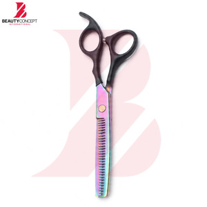 Ciseaux à cheveux multi-couleurs avec manche en plastique noir, ciseaux professionnels pour coiffeurs - Product Image 3