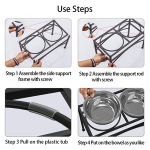 Elevated <b>Dog</b> <b>Bowls</b> for <b>Large</b> <b>Dogs</b> Raised Pet Feeder <b>Stand</b> Double Stainless Steel Food Water <b>Bowl</b> Non Slip - Product Image 5