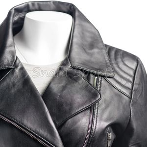 Chaqueta Corta de Cuero Premium para Mujer, Estilo Biker, Ajustada, a la Moda, para Invierno - Product Image 3