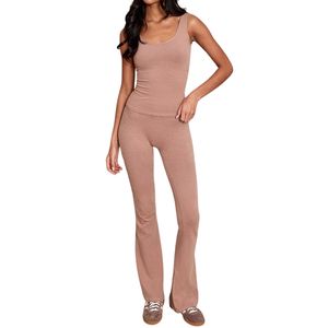 Ensemble de yoga sans couture personnalisé pour femmes, soutien-gorge de sport en dentelle et pantalon de fitness taille haute, couleur unie - Product Image 2