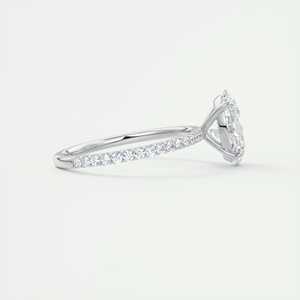 Anillo de compromiso Harper con diamante cultivado en laboratorio de corte ovalado de 2.25 quilates y engaste francés en oro blanco de 14K. - Product Image 6