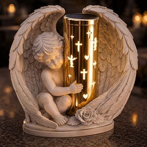 Nouveauté 2026 : Lumières solaires d'ange pour tombes, étanches, pour extérieur, décoration commémorative <span class=keywords><strong>de</strong></span> cimetière (Znicz Solarny) - Product Image 1