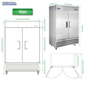ORIKOOL Frigorifero Commerciale da 54 Pollici, 49 Cu.ft, 2 Porte Solide, in Acciaio Inox, Approvato ETL, Frigorifero Verticale per Cucina Commerciale - Product Image 6