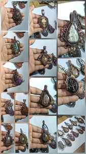 Élégant pendentif vintage Arbre de Vie en agate blanche pour enfants - Bijou en pierre précieuse ovale enroulée de fil de cuivre, plaqué rhodium |   HARI OM - Product Image 3