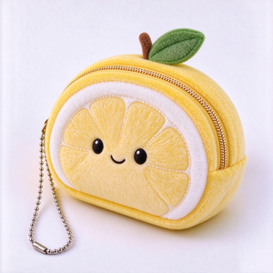 Porte-monnaie en peluche citron personnalisé, pochette en peluche fruit, sac en peluche, porte-clés en peluche, peluche agrumes, décoration murale fruit jaune - Product Image 2