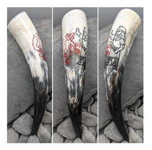 Customized Logo Viking Drinking Horns Stand Animal Style Buffalo Horns Carved Religious Technique Manufactured - Product Image 6