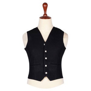 Gilet écossais artisanal haut de gamme à 5 boutons, gilet formel en laine noire à motif Argyle - Product Image 2