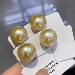 Pendientes de Plata de Ley 925 con Clip, Perla Natural de 9-10 mm de Grosor, Casi Impecable, Estrella de la Fortuna, Perla Dorada de 9-10 mm de Grosor - Product Image 3