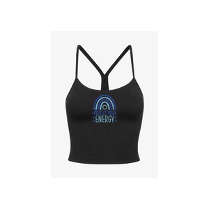 Top de tirantes cruzados negro para mujer al por mayor con patrón de cuentas de arcoíris de diamantes de imitación, transpirable, informal, para uso diario - Product Image 1