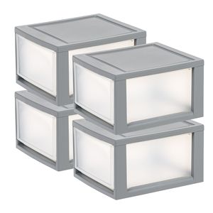 Plastic Storage <b>Drawers</b> 14 Qt Stackable <b>Under</b> <b>Bed</b> Bins Modular 4-Pack - Product Image 1