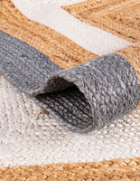 Handgefertigter Grau-Weißer Runder Jute-Teppich Geflochtener Farmhaus Boho Naturfaser Wohnzimmer Bodenteppich