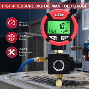 Manomètre de collecteur haute pression à réfrigérant unique avec plage de mesure de -14,5 à 800 psi, 88 réfrigérants disponibles, test de fuite et vanne de contrôle (OEM) - Product Image 1