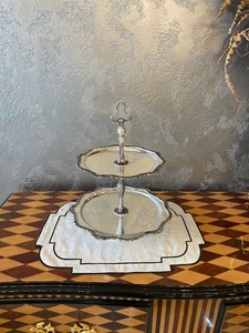 แท่นวางเค้กโลหะสีขาว2ชั้นแบบสั่งทำสั่งทำสั่งทำที่มีความต้องการสูงต้นคริสต์มาสหรูหราพุดดิ้งคุกกี้คุกกี้หวานเหล็กสแตนเลส - Product Image 4