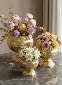 Jarrón de Metal Dorado de Lujo Indio, Moderno, Hecho a Mano, para Flores, Centro de Mesa para Diwali y Bodas, Decoración del Hogar - Product Image 2