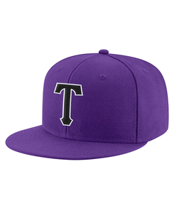 Lightweight <b>Purple</b> 6-Panel Customized Baseball Cap With Black T Logo Embroidered Front Panel Unisex Fitted <b>Hat</b> Casual Style - Product Image 6
