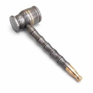 Jexmoo Pipa de Fumar Recta Reutilizable de Acero de Damasco de Lujo Hecha a Mano con Funda de Cuero, Regalo para Papá, Esposo, Novio - Product Image 1