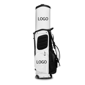 Sac de golf professionnel blanc et noir avec fermetures éclair thermosoudées et béquille de stabilité automatique - Product Image 4