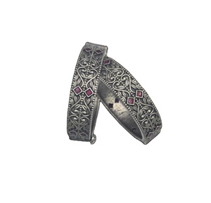 Juego de Brazaletes Redondos de Plata Oxidada Antigua, Diseño para Mujer, para Bodas, Fiestas, Estilo Étnico Tradicional y Colección de Recepciones - Product Image 4