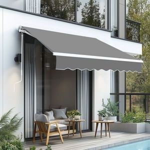 Tende da Sole a Cassonetto Retrattili in Lega di Alluminio Grigio 198x259x150cm, Estensibili 4M con Rivestimento PC, Illuminazione a LED e Protezione Antipioggia - Product Image 2