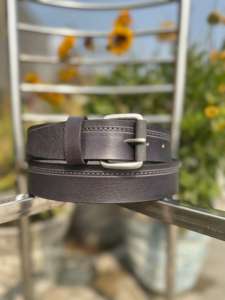 Ceinture en cuir véritable pour homme, faite à la main, avec boucle en fer brodée, largeur 3,5 cm, longueur 120 cm, style formel - Product Image 3
