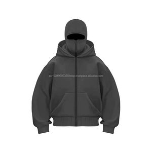Custom <b>Men's</b> Full Face Mask Hoodies & Sweatshirts Ninja Hoodies <b>Men</b> Hooded High Quality 400gsm Cotton <b>Zip</b> Balaclava Hoodie <b>Men</b> - Product Image 1