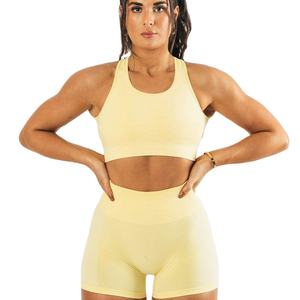 Vente en gros 2 pièces ensembles soutien-gorge de sport leggings bout à bout sans couture manches longues et courtes ensemble de yoga ensembles de fitness et vêtements de yoga - Product Image 1