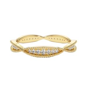 Sortija de boda Infinity Milgrain con diamantes cultivados en laboratorio, sortija delicada de oro sólido de 14K, para novia, novedad - Product Image 1