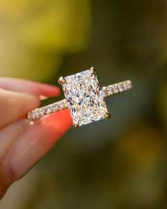 Romantic Radiant Cut Diamond Unique Halo <b>Ring</b> with 18K Solid Gold 2.02CT Lab Grown For Women's Engagement Party Gift For Bride - Product Image 1