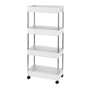 Carrello portaoggetti scorrevole a 4 livelli con 4 cestini, scaffalatura mobile per armadio e organizzazione spazi - Product Image 1