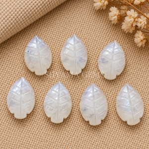White Moonstone Leaf Shape 14x10mm Loose Gemstone Bead Pendant <b>Jewelry</b> Making Stone Craft <b>Jewelry</b> Supply - Product Image 2