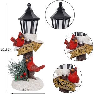Lot de 2 décorations de table lumineuses de Noël, fonctionnant à piles, avec figurine de cardinal rouge, porte-bougies en cristal, lanternes et pots à bougies - Product Image 2