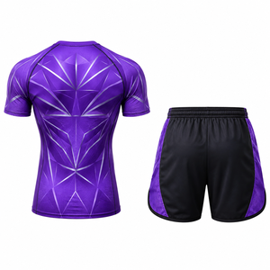 Ensemble de vêtements de sport pour hommes, t-shirt de course à pied, short athlétique, respirant, en maille, séchage rapide, entraînement en salle de sport, vêtements de sport actifs - Product Image 2