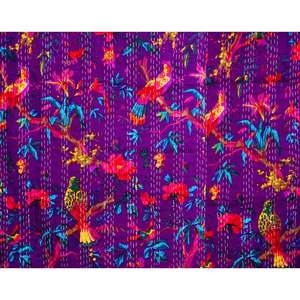 Colcha Kantha de algodón 100% orgánico, hecha a mano, estampada, reversible, vintage, ecológica, para todas las estaciones, tamaño doble, de alta calidad. - Product Image 1