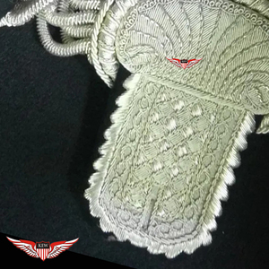 KEW French <b>Silver</b> Bullion Fringe Shoulder Boards Epaulettes Hand Embroidered Eco-Friendly Vintage Napoleonic Ceremonial <b>Jacket</b> - Product Image 3