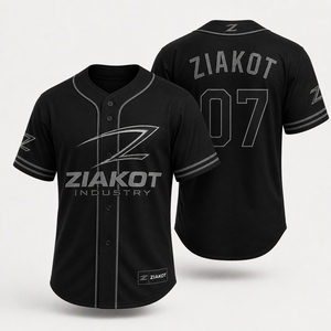 ZIAKOT Men's <b>Baseball</b> Jersey Black Short Sleeve Regular Fit Moisture Wicking Sport Apparel - Product Image 1