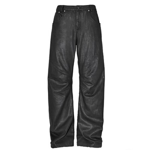Hip Hop <b>Mens</b> Leather Stacked Pants <b>Loose</b> Flare Motorcycle <b>Trousers</b> Custom Streetwear OEM ODM Wholesale Premium Style - Product Image 2