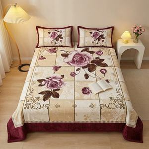 Draps de lit vintage en coton imprimé à fleurs, tissu grossier double couche, vente en gros, fournisseur et fabricant - Product Image 1