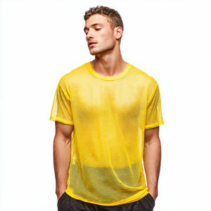 Camiseta de malla transparente para hombre, cuello redondo, manga corta, para discoteca, playa y natación - Product Image 4