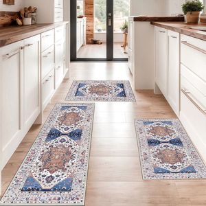 Set di 3 Tappeti da Cucina Boho in PVC Antiscivolo, Lavabili e Spessi per Pavimento della Cucina - Product Image 1
