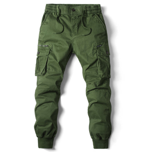Best Price Men's 100% Cotton Canvas Cargo Pants Embroidered Elastic Waist Multiple Pockets Casual Breathable Woven Fabric Autumn - Product Image 4
