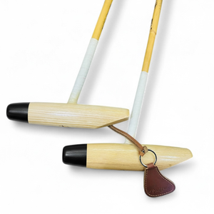 Geoffrey Professional Version Pro Polo Mallet Root Cane Stick - 48" 54" - Manche conique 4/5 nœuds, tête en bois Tipa, pointes noires P15 - Product Image 1