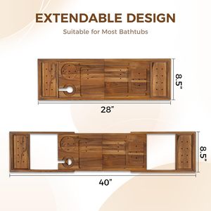 <b>Wooden</b> Bathtub Caddy Tray Expanding <b>Bath</b> <b>Board</b> Organizer Wine Glass Tablet Holder For Luxury Spa Bathroom Decor Wholesale - Product Image 4