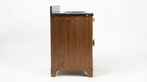 Mueble de Baño Moderno de Madera con Acabado Negro Lacado, Tiradores de Latón, Diseño Rectangular de Pie, Acabado Oscuro Contemporáneo - Product Image 2