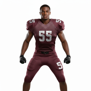 <b>Top</b> Quality Men's Solid <b>Maroon</b> Color American Football Uniform Custom Design Short Sleeves 100%polyester Fabric Football Uniform - Product Image 5