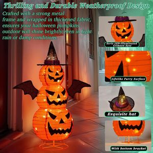 Decorazioni di Halloween da Esterno 3FT - Zucca Illuminata Pieghevole da 37 Pollici con 40 Luci LED, Jack-o'-lantern Estensibile - Product Image 3