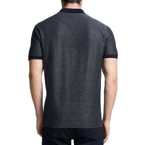 เสื้อโปโลแขนสั้นสีเทาเข้มสำหรับผู้ชาย สีพื้น ลำลอง ผ้าถัก ติดกระดุมด้านหน้า ทรงปกติ - Product Image 2