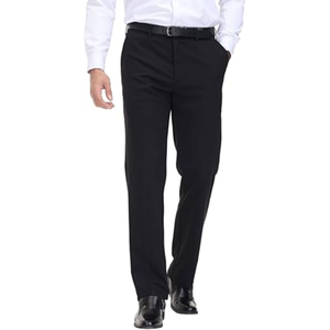 กางเกงเดรสทรงคลาสสิกสำหรับผู้ชาย เอวแบบซ่อนปรับขยายได้ ด้านหน้าเรียบ – กางเกงสำหรับธุรกิจและสำนักงานที่สวมใส่สบาย - Product Image 1