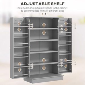 Credenza con Ripiani Regolabili in Triamina, con Anta, Bianca e Grigia, AS Mobili da Cucina - Product Image 2
