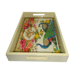 Bandeja de Servir Rectangular de Madera MDF Hecha a Mano en India, Bandejas de Servir de Madera para el Hogar a Bajo Precio, Bandeja para Alimentos al por Mayor - Product Image 1
